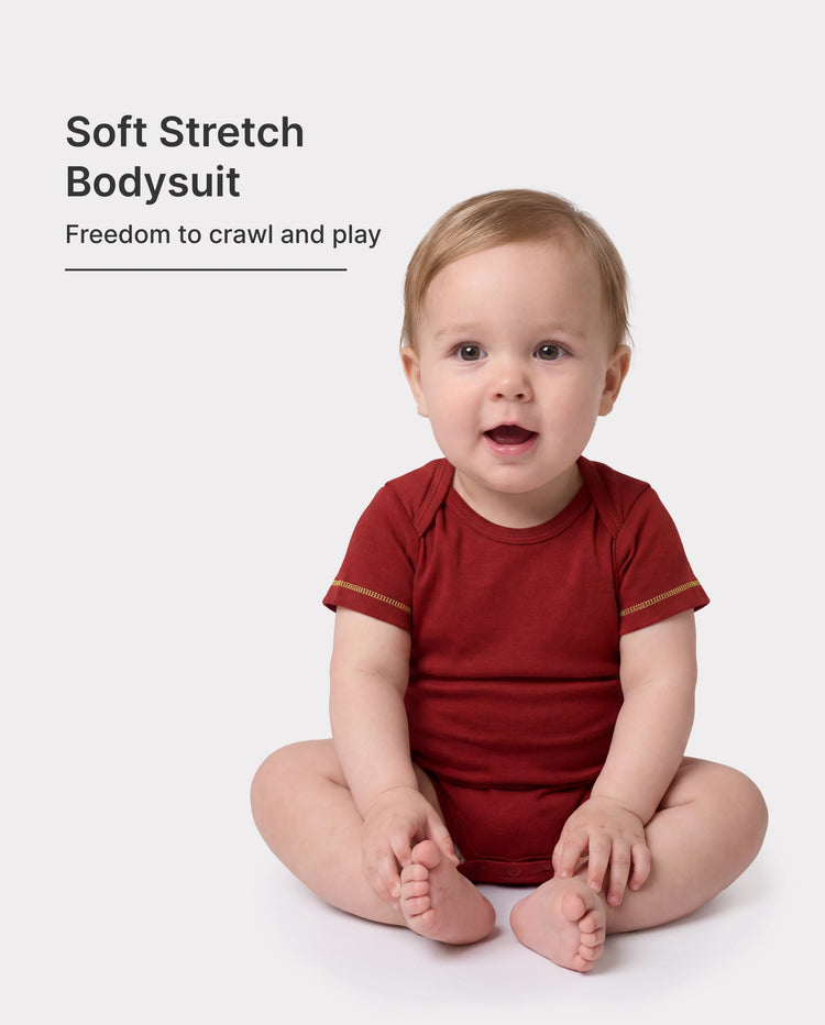 Ensemble 3 pièces barboteuse à imprimé ludique pour bébé garçon/fille, rouge