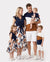 Family Matching Casual Dress or T-Shirt, Solid Color, Fabric Stitching royalblue
