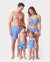 Maillots de bain assortés pour toute la famille à imprimé coquillages Bikini deux pièces floral & short de bain pour maman, papa et enfants, parfait pour les journées plage & fêtes à la piscine Bleu