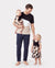 Daddy & Daughter Cross Back Floral Strap Dress and Colorblock Top Sets Black