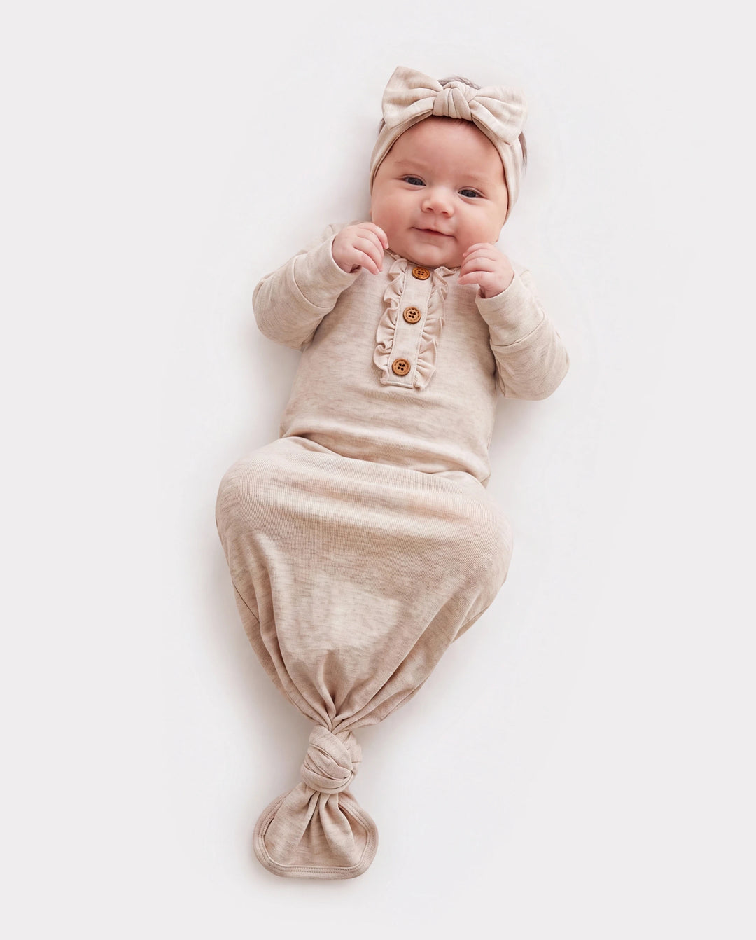 Saco de dormir de lana para niña, bata infantil con diadema, color albaricoque