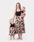 Mommy & me Cross Back Floral Strap Dress and Colorblock Top Sets Black