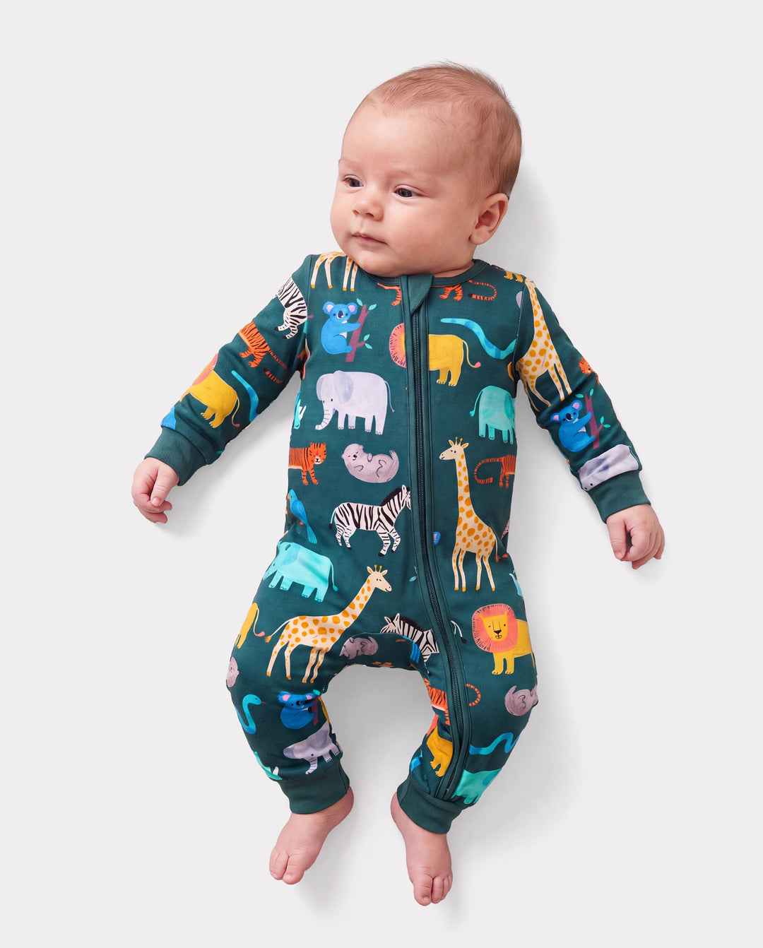 Little Explorers Bamboo Zip-Up Baby Pajamas