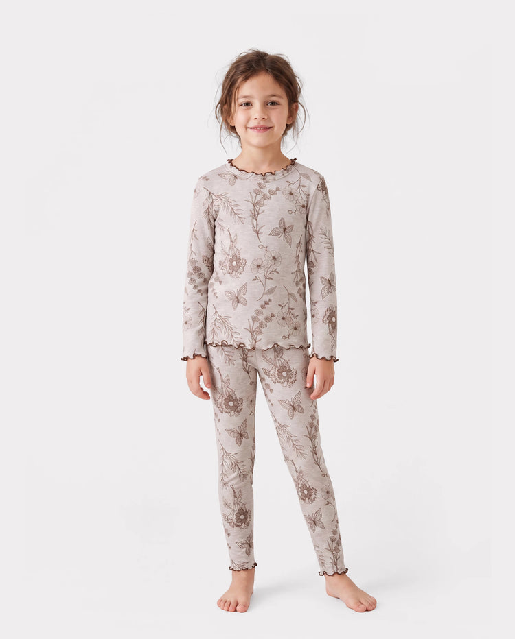 Toddler / Kids Pajamas 2-piece Pajama Set with Soft Tencel Lyocell Wool Blend (Snug-Fitting ) Apricot