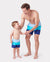 Daddy & Son Color Block Swimsuits One Shoulder Swim Dress / Swim Trunks Set Blue