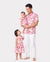Daddy & Daughter Outfits Set Tropical Flora Print Short-sleeve Collar Shirt or Halter Belted Dress for Summer Vacation Beige