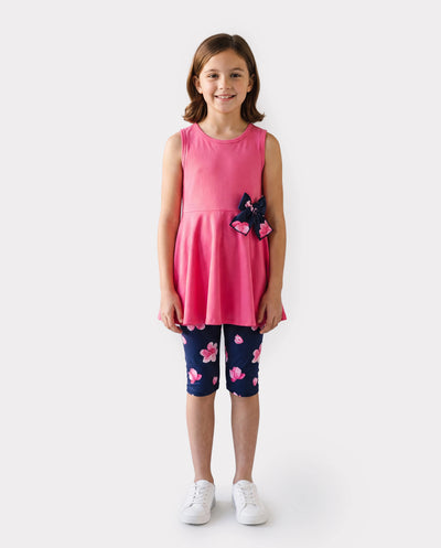Conjunto de 2 piezas de túnica y leggings para niña pequeña/niña Roseo