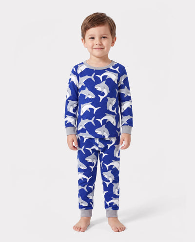 Halloween Pajamas Set with Childlike Print 2-piece Snug fit Organic Cotton Pajamas for Toddler / Kids Girls / Boys Deep Blue