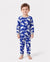 Pijama de Halloween con estampado infantil, 2 piezas, ajuste ceñido, de algodón orgánico, para niños pequeños, niñas y niños, color azul oscuro.