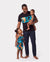 Daddy & Tochter Floral bedrucktes T-Shirt und Kleid-Set mit gerafftem Tunnelzug an der Seite Schwarz