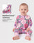 Pyjama sans pieds ajusté à fermeture éclair en mélange floral neutre en bambou pour bébé, rose foncé