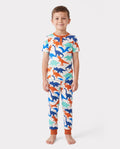 Kleinkind / Kinder Weihnachten / Halloween PJS für Jungen 3-teiliges Bambus-Pyjama-Set 2-in-1-Look für 4 Jahreszeiten (eng anliegend)  Aprikose