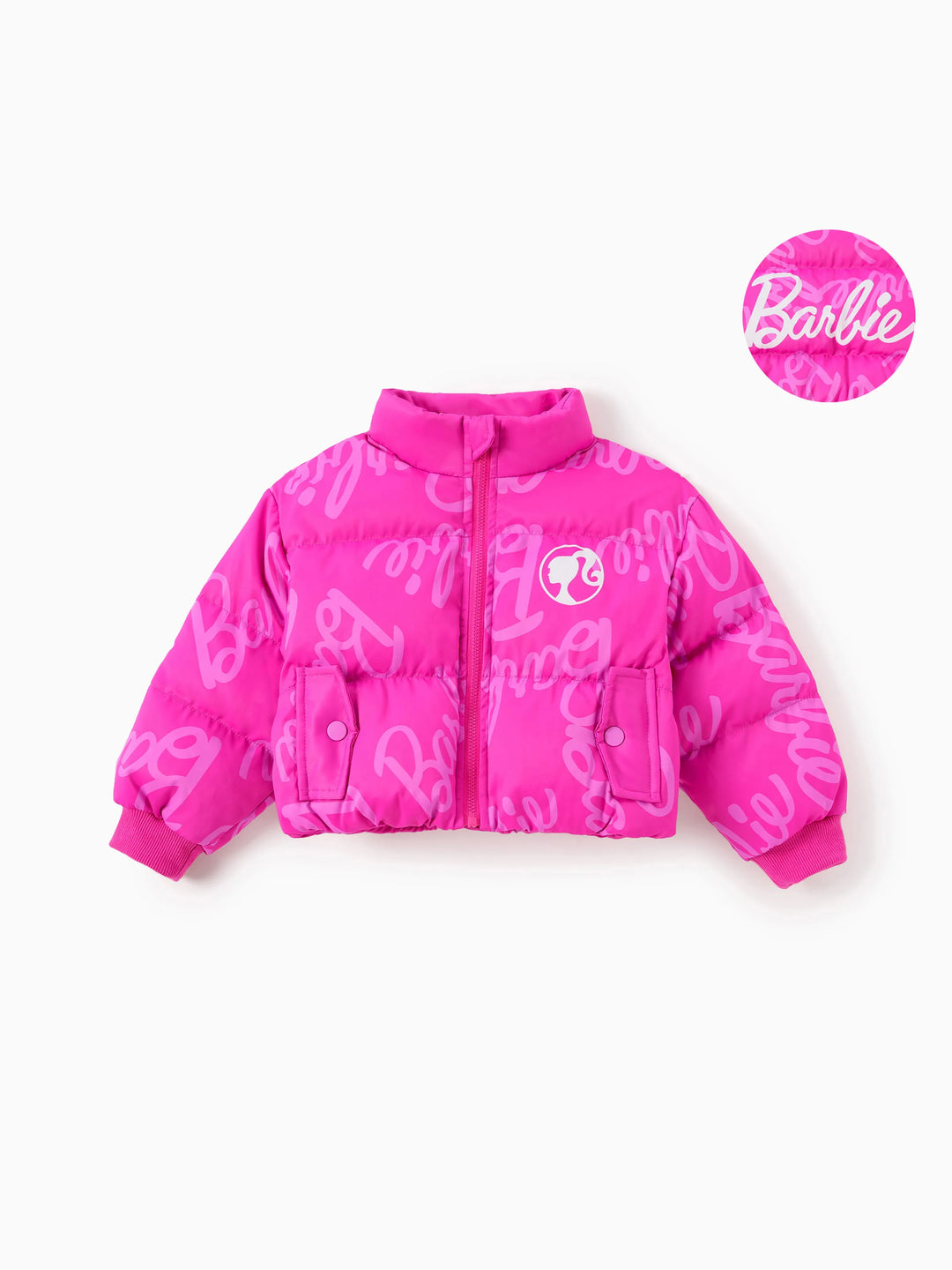 Chaqueta de manga larga con estampado de logotipo para Barbie, 1 pieza, para niño pequeño/niña, Roseo