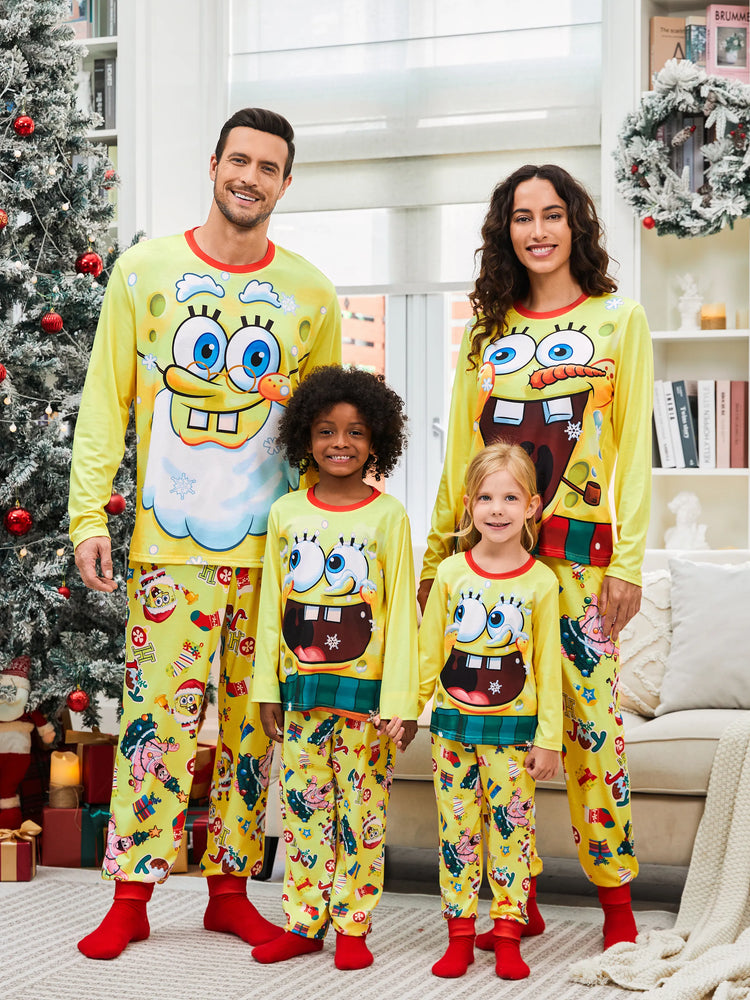 Ensemble pyjama imprimé Bob l'éponge de Noël pour toute la famille avec chaussettes de Noël 