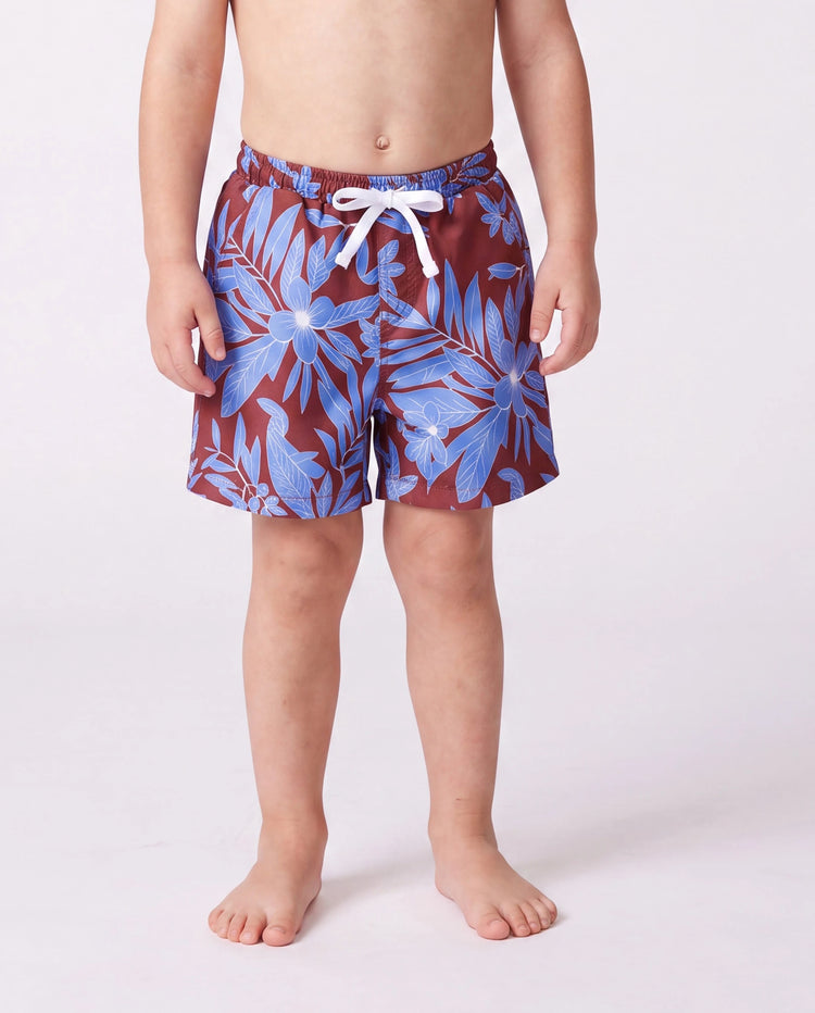 Family Matching Tropical Leaf Print Swimsuits Cutout One-Piece & Swim Trunks Set Multi-color