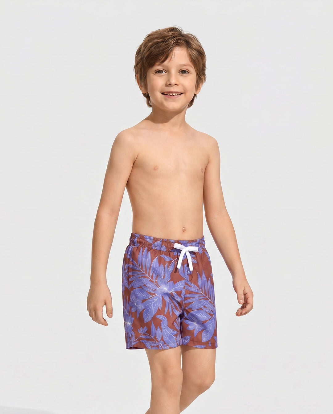 Familien-Matching-Badebekleidung mit tropischem Blattprint – Cut-out Einteiler & Badehosen-Set in Mehrfarbig.
