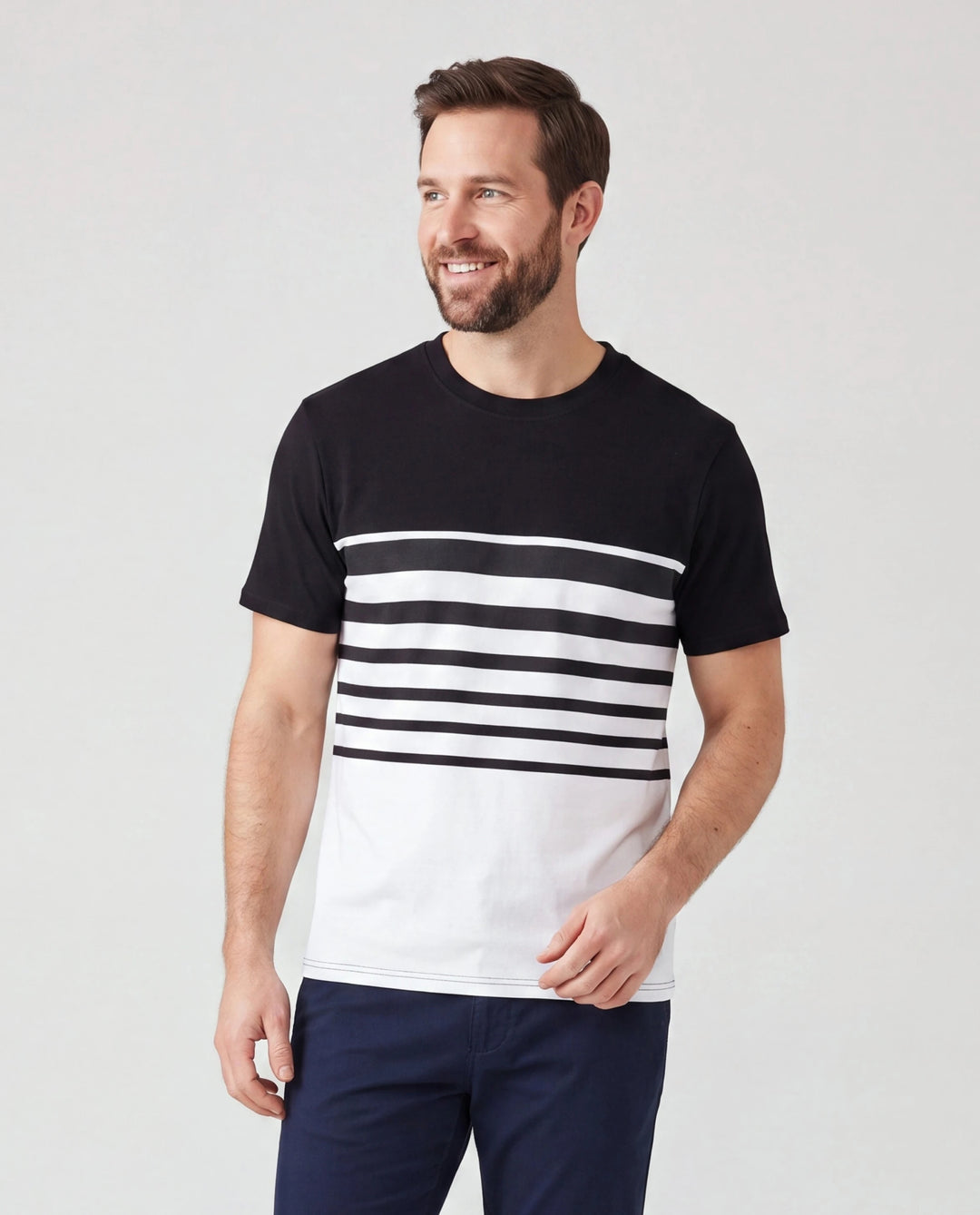 Ensemble coton t-shirt rayé noir et blanc Papa & Fils Noir+Blanc
