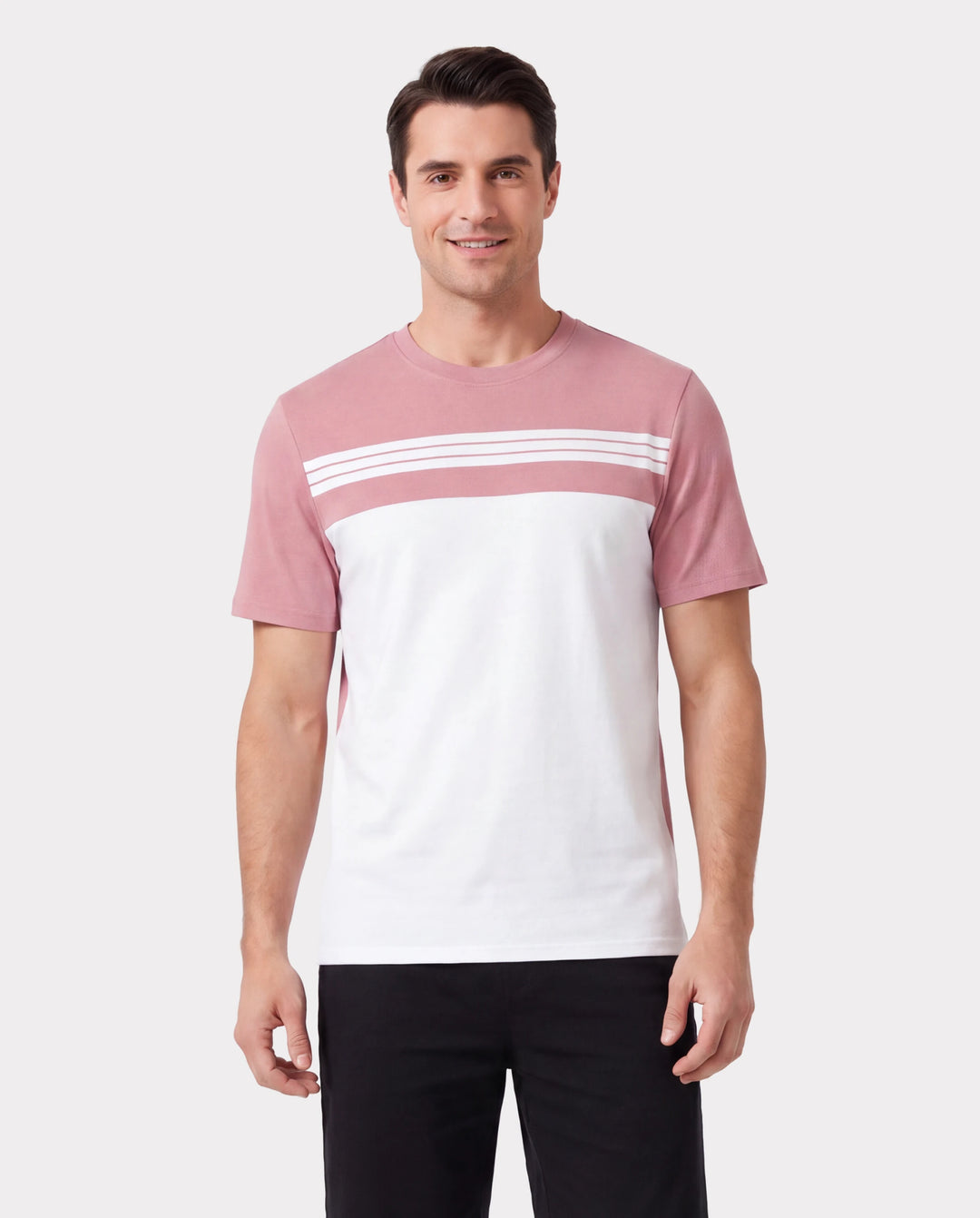 Conjunto de Papá y Hija Camiseta de algodón azul con bloques de color o vestido con fruncido floral y mangas abullonadas Rosa