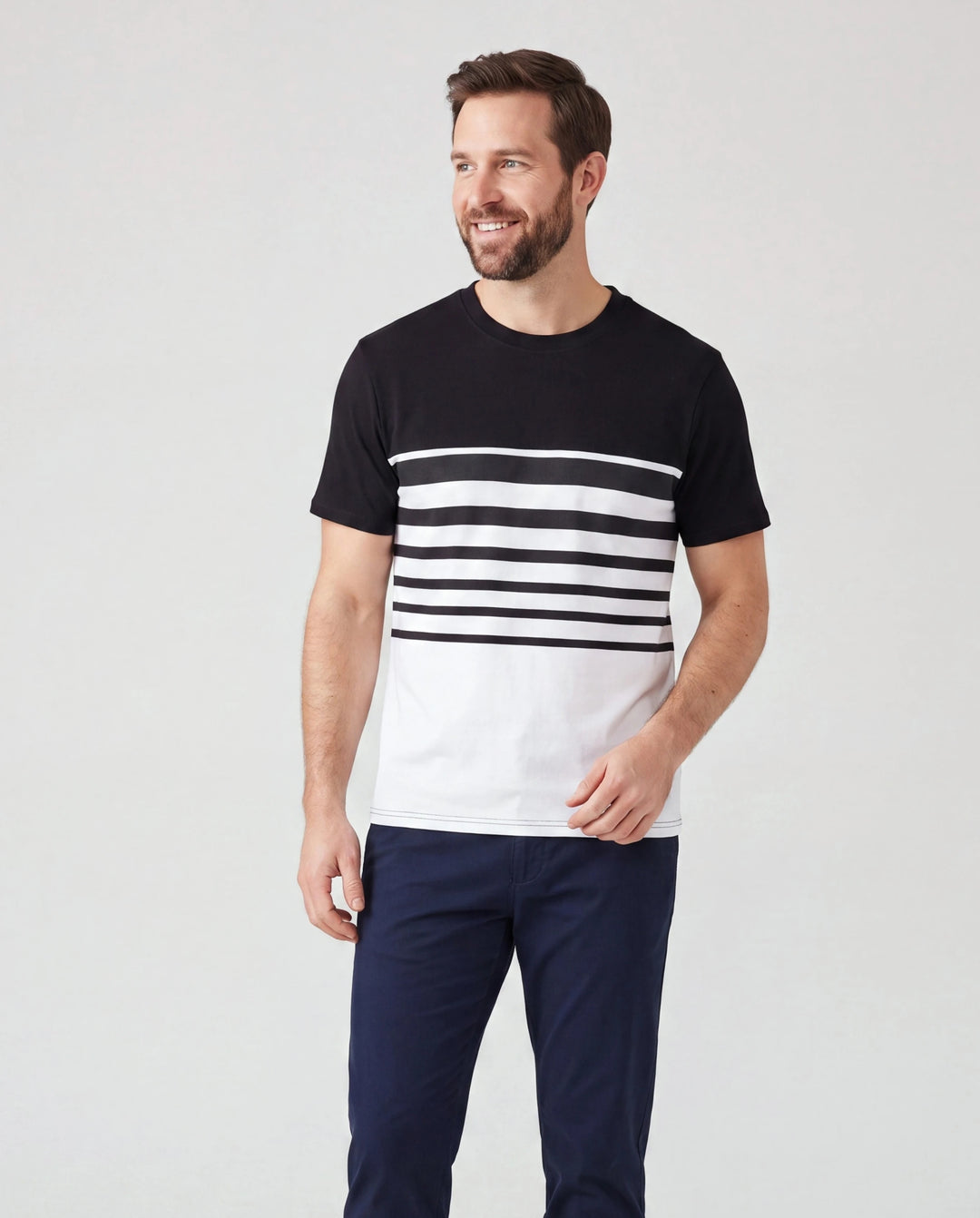 Daddy & Daughter Cotton Set Black and White Stripe T-shirt or Strap Bodycon Dress Black+White