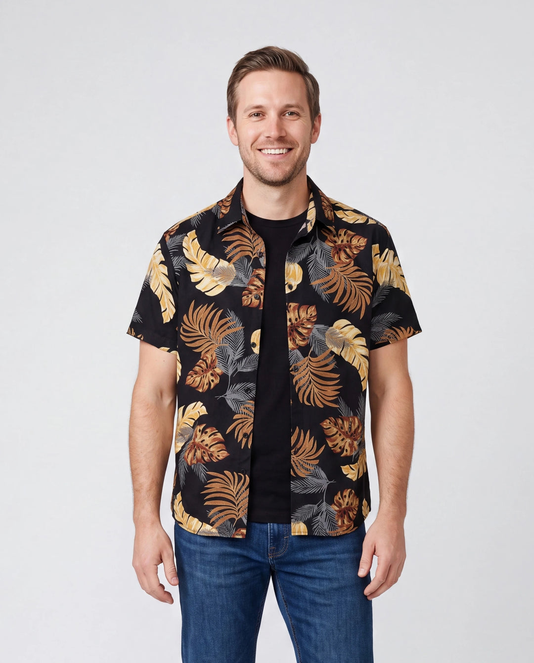 Daddy & Daughter Floral Print Beach Wear Short-sleeve Shirt or Camisole top and Wide-Leg Pants Set for Summer Vacation Family Looks Black+White
