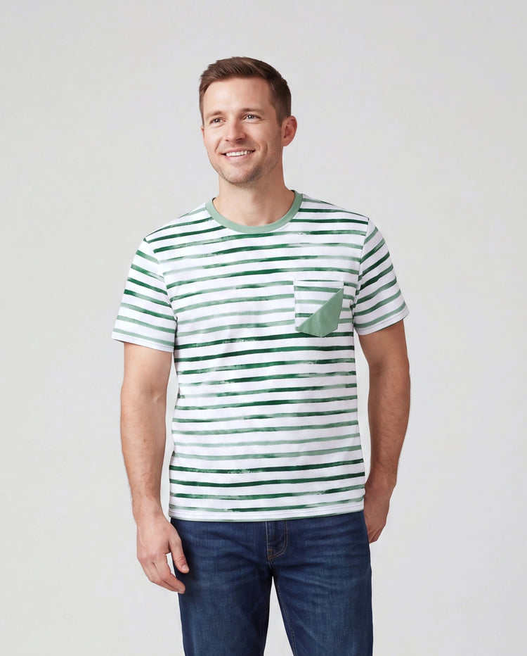 Conjunto de ropa de algodón para papá e hijo Camiseta a rayas verdes y vestido para papá, mamá, niños y bebé, perfecto para salidas familiares y fotos de verano verde