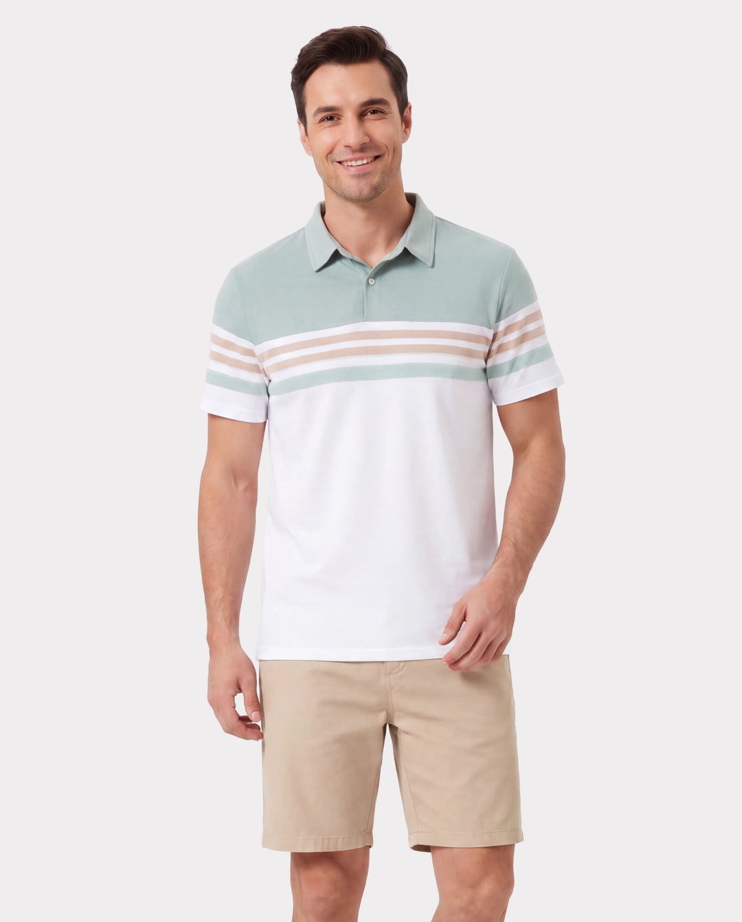 Daddy & Son Sets Green Striped Polo Shirt Light Green