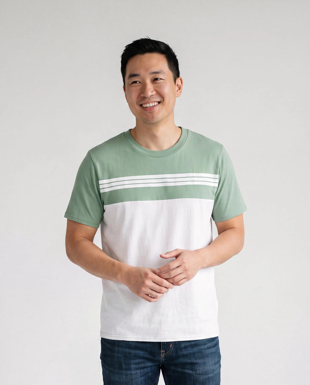 Papa & Sohn Elegante Gebrochene Blumen Passende T-Shirt Outfits für Familie, Mittlere Dicke Grün