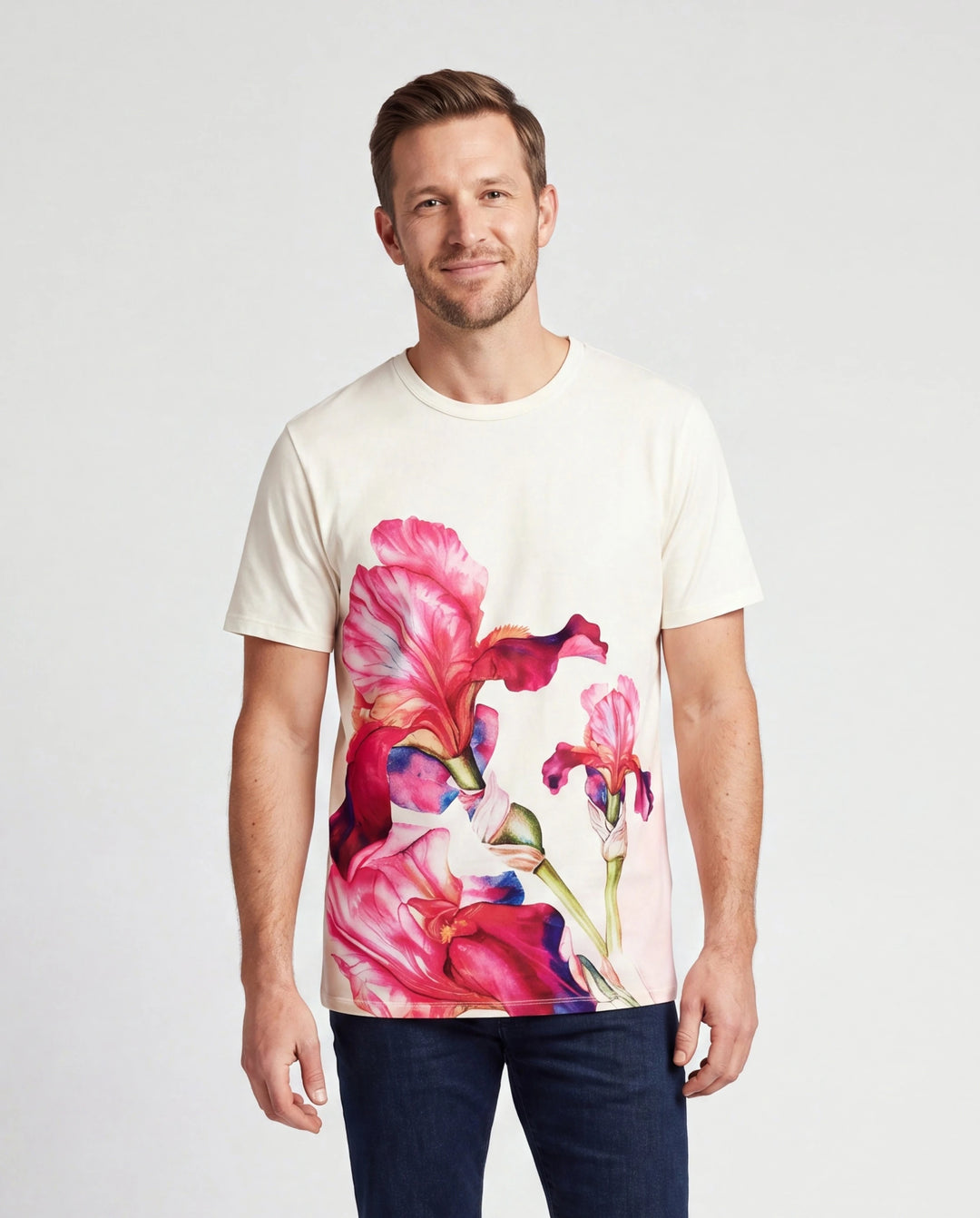 Daddy & Son Casual Outfit Floral Print T-shirt or Halter Dress Summer Set for Vacation Apricot
