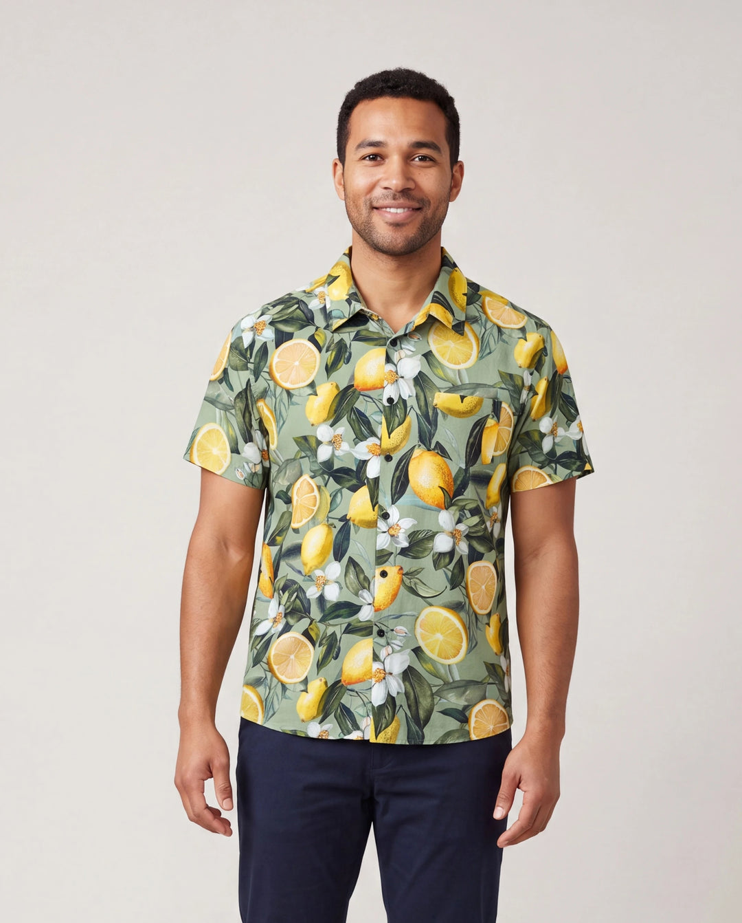 Ensembles papa et fille Chemises hawaïennes imprimé citron & robes d'été – Vêtements tropicaux de vacances pour hommes, femmes & enfants Vert