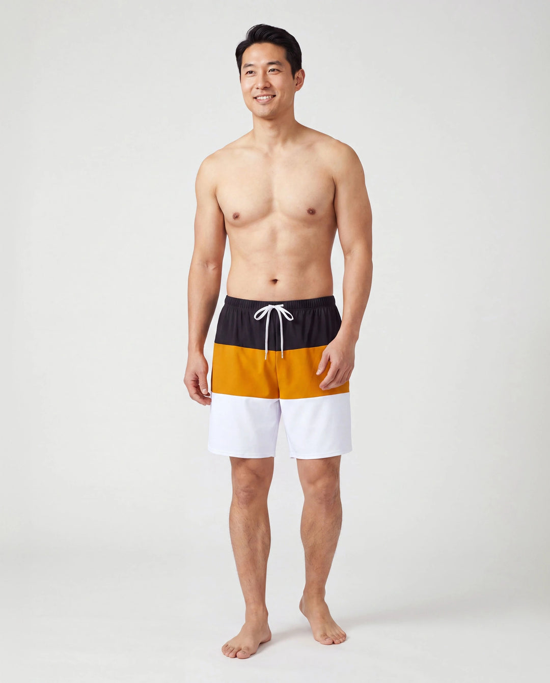 Daddy & Daughter Colorblock Swim Trunks Shorts or Cut Out Waist One-Shoulder One-piece Swimsuit Multi-color