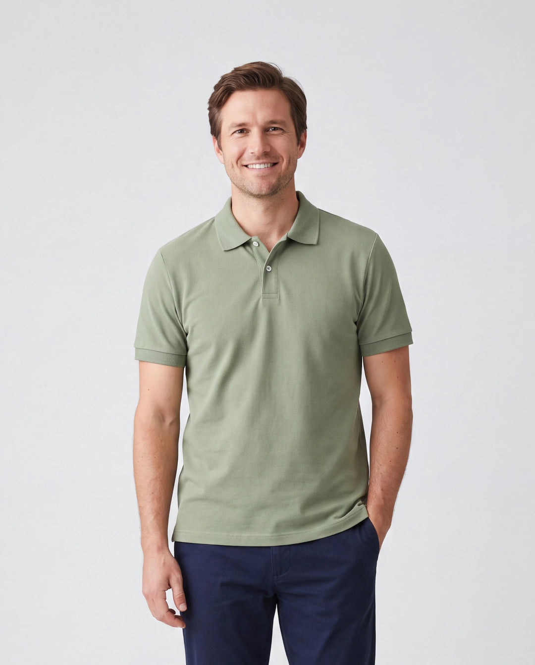 Daddy & Daughter Polo Collar Short-sleeve Shirt or V-neck Strappy Mesh Dress Green