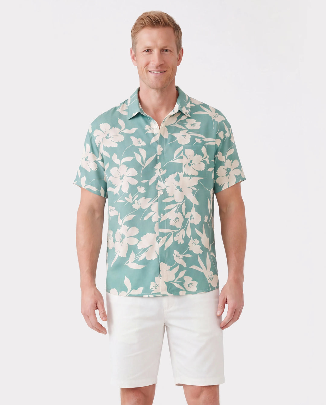 Daddy & Daughter Leaf Print Green Short-sleeve Shirt or Sling Shirred Dress Set Green