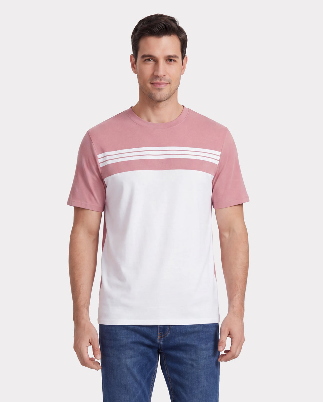 Daddy & Son Blue Cotton Colorblock Tee Shirt Set Pink