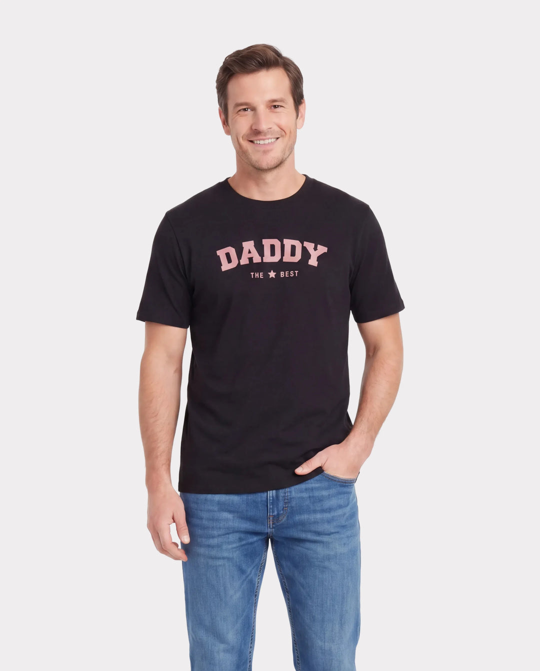 Daddy & Son Cotton T-Shirt & Dress Set Daddy / Mini Print Black Tee for Dad and boy, Floral Print splicing Dress for Mom, girl and Baby, Perfect for Summer Family Outings Black