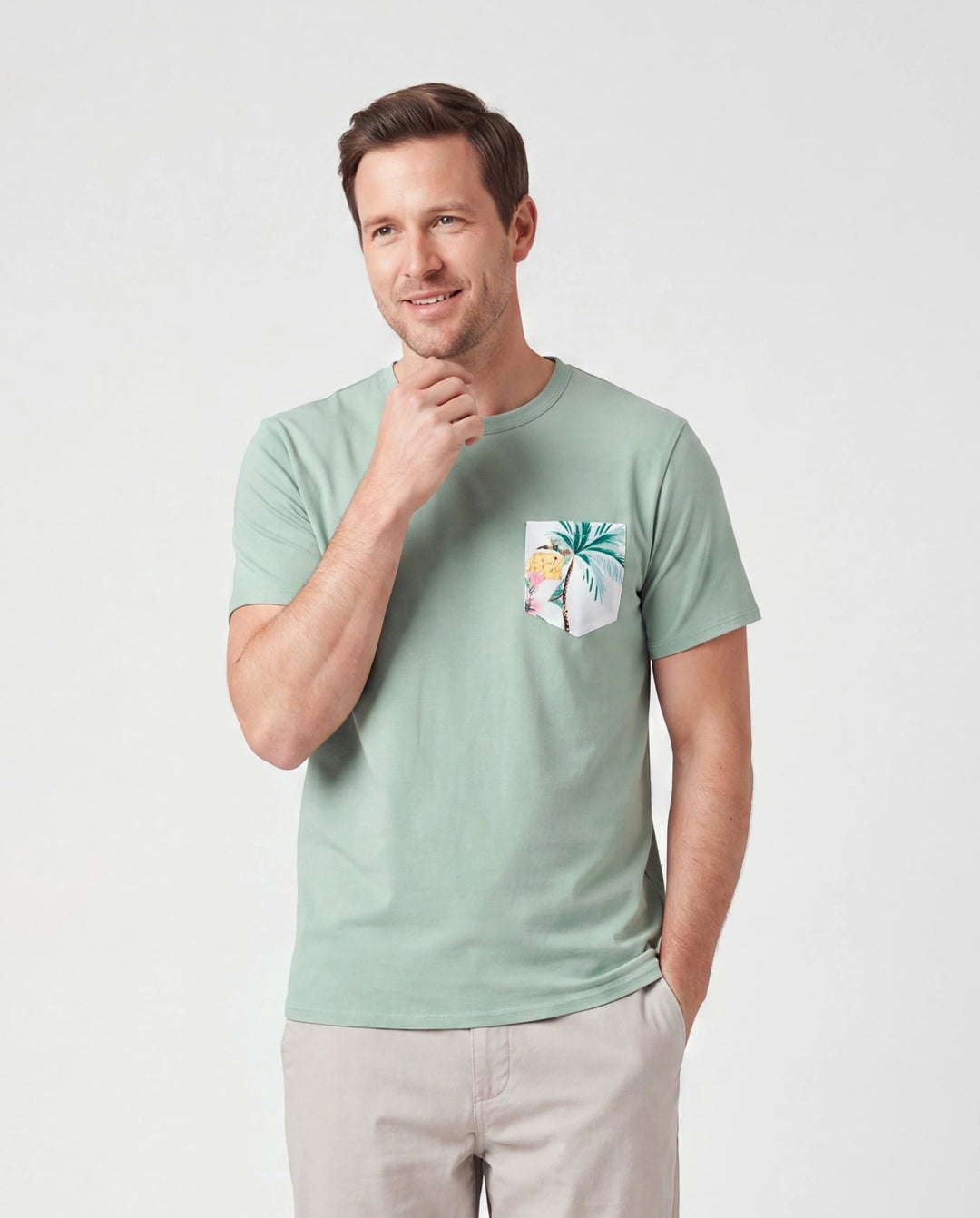 Daddy & Me Tropical Print Outfits,Daughter Tank Dress & Dad Cotton T-Shirt Set Green