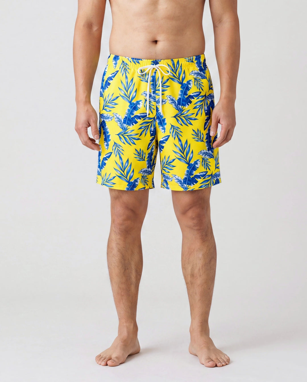 Bañadores con estampado de hojas amarillas o bikini con mangas de volantes fruncidas y cubierta opcional para papá e hija Amarillo