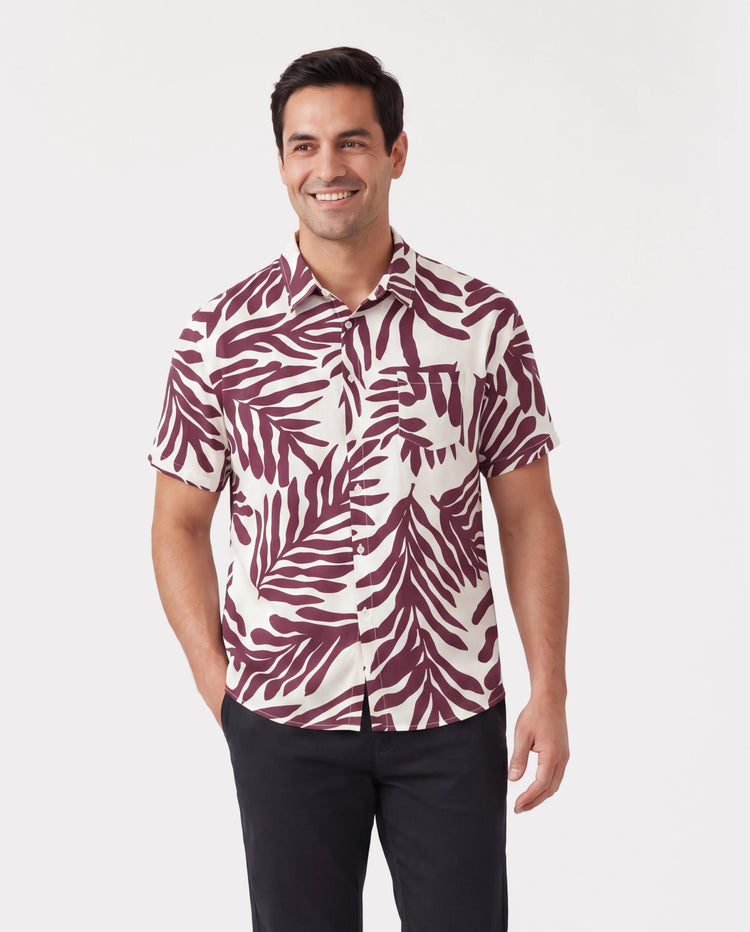 Conjuntos de Papá e Hija Camisas con Estampado de Hojas Rojas y Vestido con Cinturón de Tirantes para Hawái/Crucero/Resort/Ropa Casual Blanco