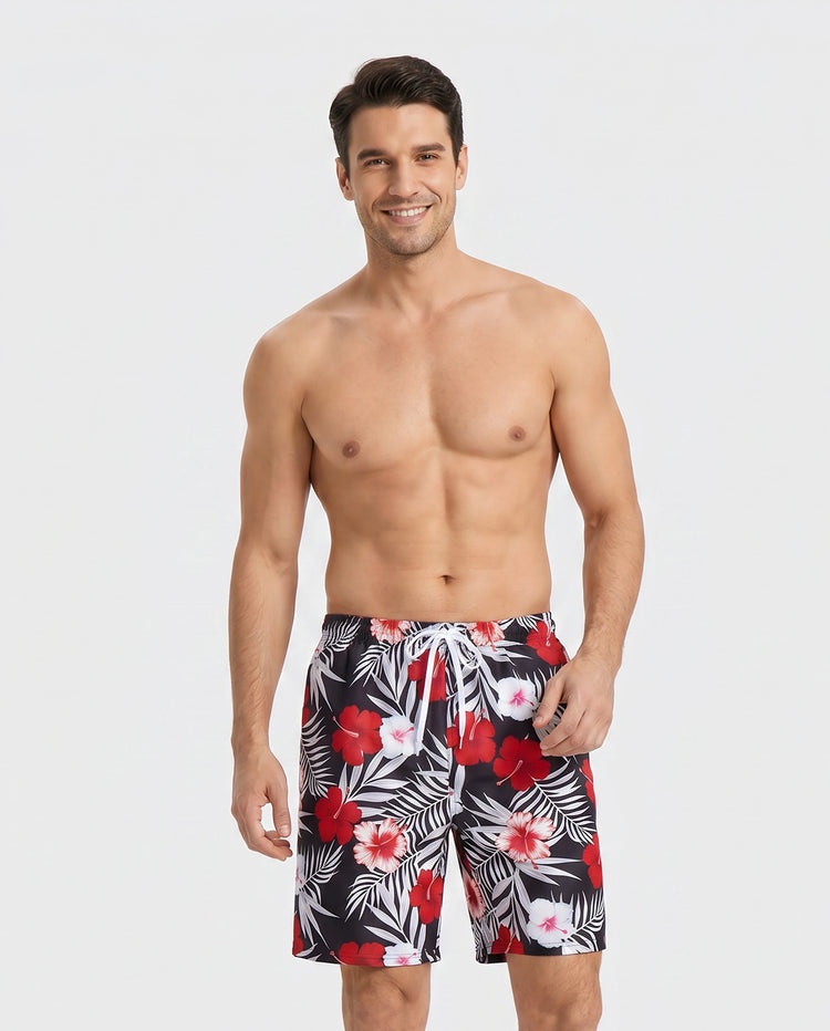 Daddy & Son Tropical Floral Swim Trunk  Black