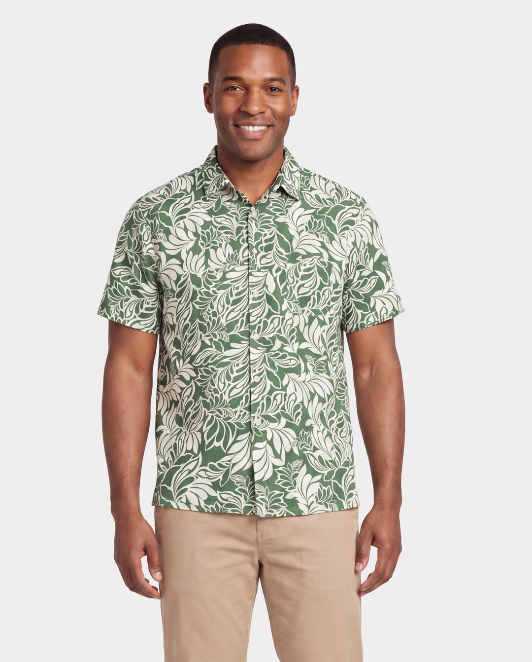 Daddy & Daughter Leaf Print Short-sleeve Shirt or Halter Dress Green Set Green