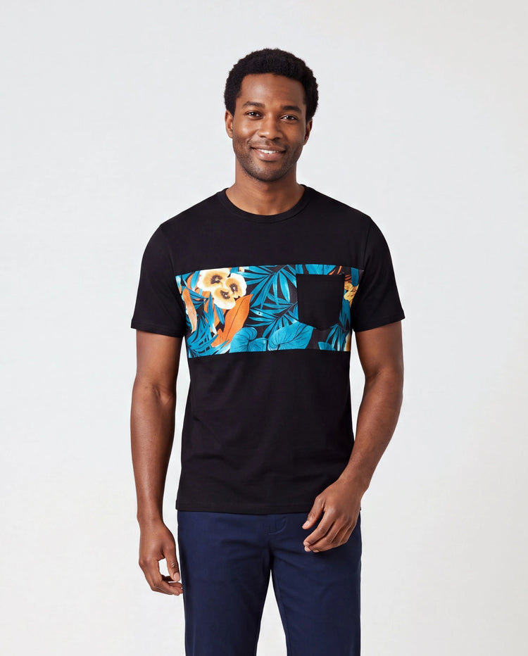 Conjuntos de camisetas con panel floral Daddy & Son Negro