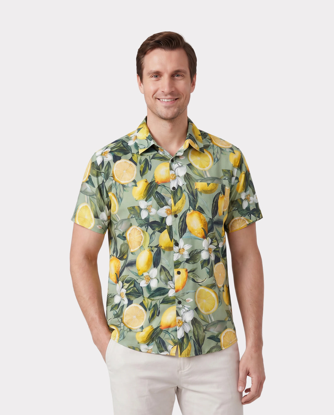 Daddy & Daughter Outfits – Lemon Print Hawaiian Shirts & Summer Dresses – Tropical Vacation Clothes for Men, Women & Kids Green