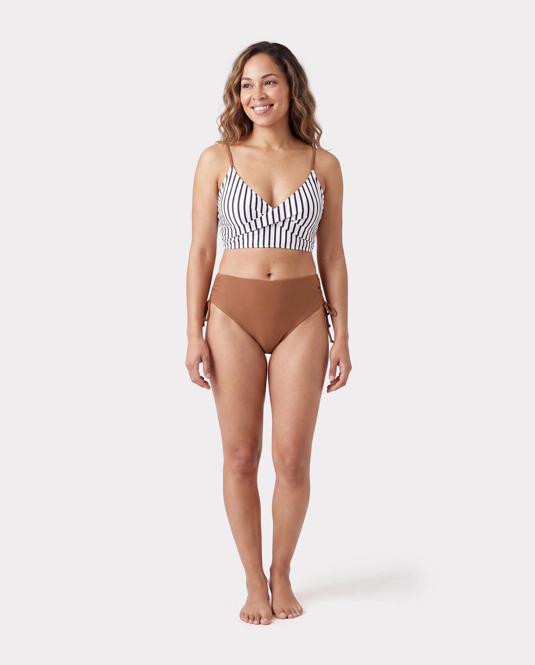 Family Matching Color Block Swimsuits Striped Bikini & Swim Trunks Set Color block