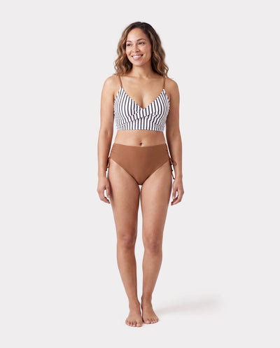 Trajes de Baño a Juego para Familia Bloques de Color Bikini a Rayas y Bañador Corto en Bloques de Color