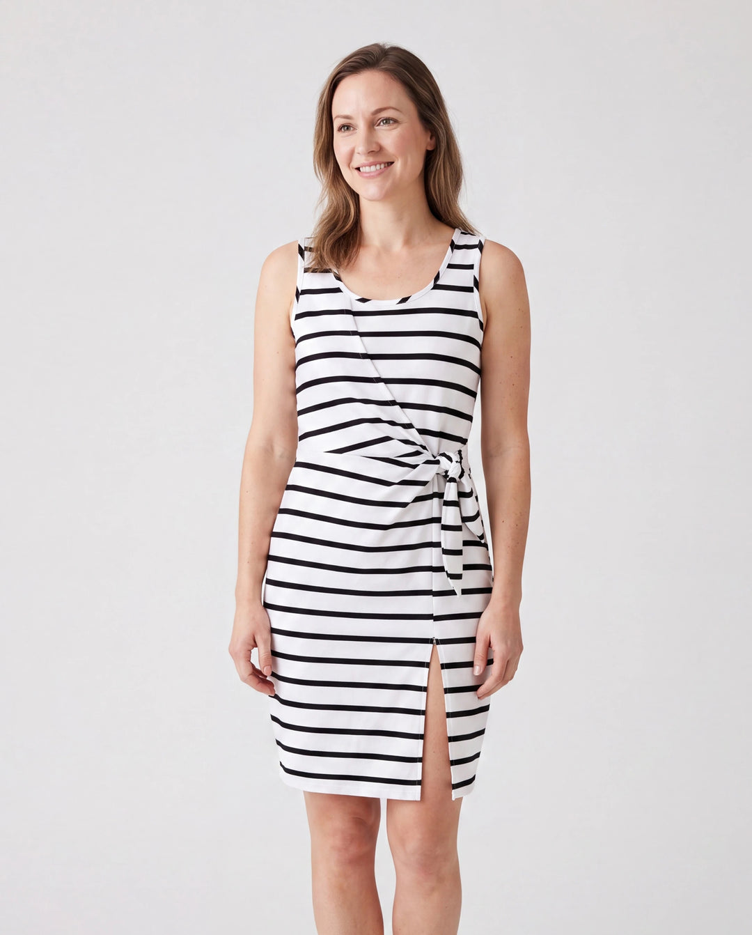 Conjunto Mamá y Yo Vestido Ajustado de Algodón con Tirantes Negro+Blanco