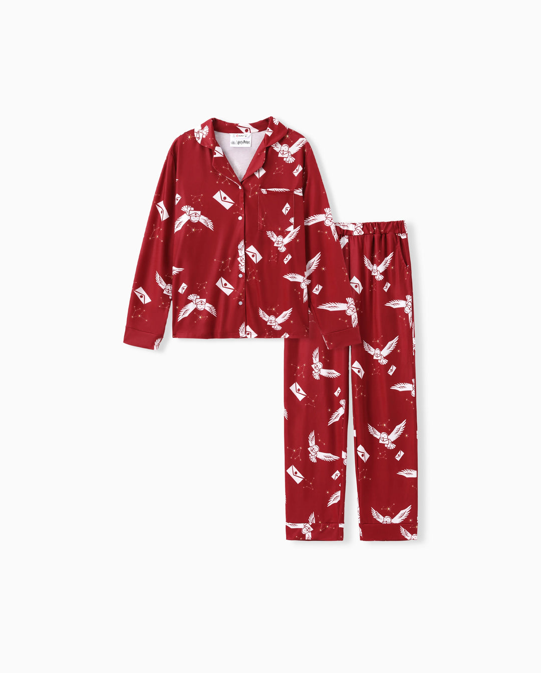 Harry Potter Family Matching 2pcs Christmas Owl Pattern Lapel Long-sleeve Pajamas Set (Flame Resistant) MultiColour