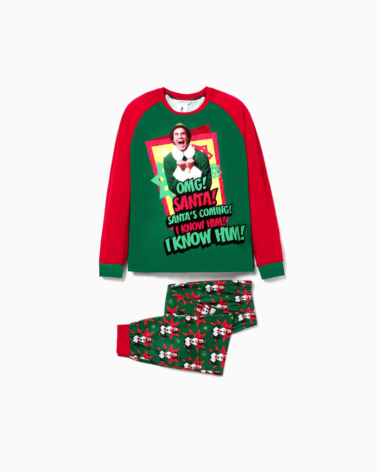 Ensemble pyjama de Noël assorti avec personnages ELF et chaussettes de Noël