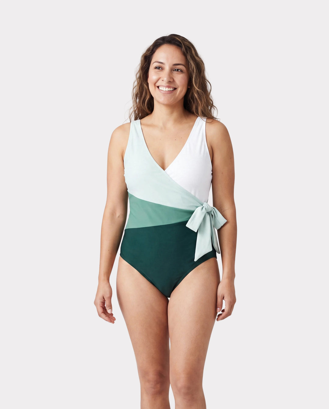Mommy & me Colorblock Wrap Side V-Neck Swimsuit MultiColour