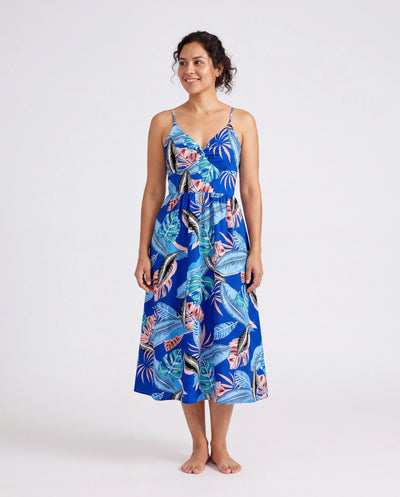 Ensemble robe et t-shirt assortis pour la famille – imprimé floral bleu pour papa, maman, filles et bébé, parfait pour les vacances d'été et les photos de famille Bleu