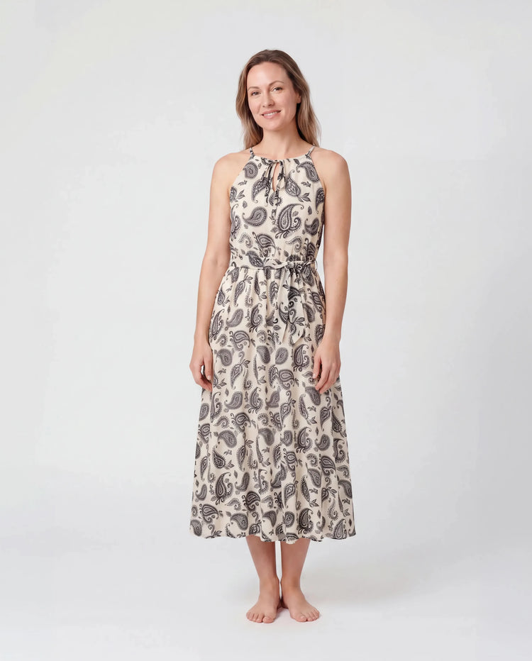 Conjuntos Familiares a Juego con Estampado Paisley Vestido sin Mangas con Tirantes Finos y Camiseta de Algodón para Mamá, Papá y Niños Perfecto para Salidas Familiares y Fotos
 Negro