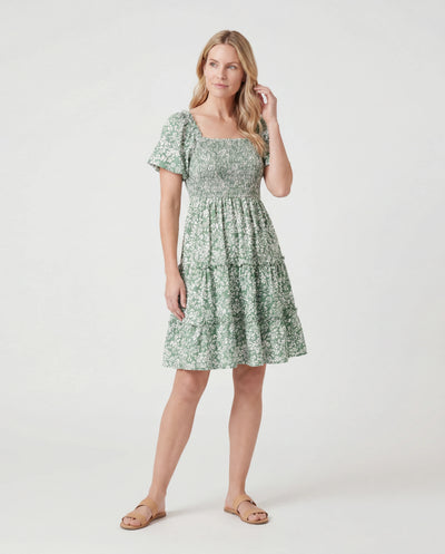 Elegante conjunto familiar de flores rotas, diseño fruncido, grosor medio, verde